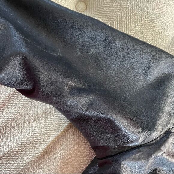 Danier Black Leather Straight Leg Ankle Crop Pants Lined Side Zip 26 XS 2 - Picture 9 of 11